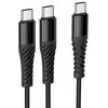 Kabelis 2in1 USB C į USB C+C Hoco 1 m X123 juodas