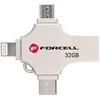 Pendrive 32GB USB 3.2 Gen 1 (USB A / USB C / Lightning / Micro USB) Forcell F-Data Metal Quad sidabrinis