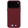 BMW M Carbon Metal Logo MagSafe dėklas, skirtas iPhone 17 Pro Max / 18 Pro Max – Bordo