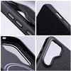 Oem Carbon Elite Mag dėklas suderinamas su MagSafe skirtas Samsung Galaxy S25 juodos spalvos