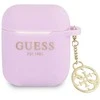Guess GUA2LSC4EU AirPods dėklas violetinės spalvos silikoninis Charm 4G Collection