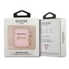 Guess GUA2SSSI AirPods dėklas rožinės spalvos Silicone Vintage Script