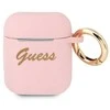 Guess GUA2SSSI AirPods dėklas rožinės spalvos Silicone Vintage Script