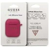 Guess GUACCSILGLFU AirPods dėklas fuchsia silikoninis Glitter