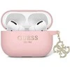 Apple AirPods Pro 2 Guess Cover Liquid silikoninis Glitter Triangle Charm (GUAP2LECG4P) ausinių dėklas rožinės spalvos