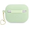 Guess GUAPLSCHSN AirPods Pro dėklas žalios spalvos Silicone Charm Heart Collection