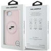 Karl Lagerfeld dėklas skirtas Apple iPhone 16e (SE 4 2025) suderinamas su MagSafe KLHMPSE4SKCHTCP (Silicone Double Heads) rožinės spalvos