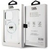 Dėklas Karl Lagerfeld IML Metal Karl Head MagSafe Apple iPhone 15 Pro baltos spalvos