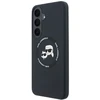 Karl Lagerfeld skysto silikono dvigubų galvučių magnetinis dėklas, skirtas Samsung Galaxy S26 FE, juodas