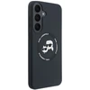 Karl Lagerfeld skysto silikono dvigubų galvučių magnetinis dėklas, skirtas Samsung Galaxy S26 FE, juodas