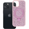 Oem dėklas iPhone 15 Quartz Circle Stand Mag Cover rausvas