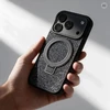 Oem dėklas iPhone 16 Quartz Circle Stand Mag Cover juodas