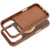 Oem dėklas iPhone 16 Quartz Circle Stand Mag Cover rudas