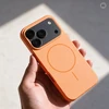 Dėklas iPhone 18 Pro / 17 Pro Forcell F-Protect Chromatic Premium, suderinamas su MagSafe, oranžinis