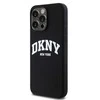 DKNY DKHMP13XSNYACH Apple iPhone 13 Pro Max 6.7″ juodos spalvos kietas dėklas Liquid Silicone baltos spalvos Printed Logo MagSafe