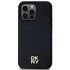 DKNY DKHMP13XPSHRPSK Apple iPhone 13 Pro Max 6.7 inch juodos spalvos kietas dėklas Leather Pattern Metal Logo MagSafe