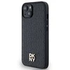 DKNY DKHMP14SPSHRPSK Apple iPhone 14 15 13 juodos spalvos kietas dėklas Leather Monogram Pattern Metal Logo MagSafe