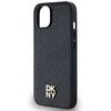 DKNY DKHMP14SPSHRPSK Apple iPhone 14 15 13 juodos spalvos kietas dėklas Leather Monogram Pattern Metal Logo MagSafe