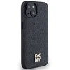 DKNY DKHMP14SPSHRPSK Apple iPhone 14 15 13 juodos spalvos kietas dėklas Leather Monogram Pattern Metal Logo MagSafe