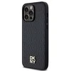 DKNY DKHMP14LPSHRPSK Apple iPhone 14 Pro 6.1 inch juodos spalvos kietas dėklas Leather Pattern Metal Logo MagSafe