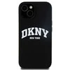 Apple iPhone 13 / 14 / 15 DKNY dėklas Liquid Silicone Baltas Printed Logo MagSafe (DKHMP15SSNYACH) juodos spalvos