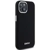 DKNY DKHMP15SSMCHLK Apple iPhone 15 14 13 6.1″ juodos spalvos kietas dėklas Liquid Silicone Small Metal Logo MagSafe