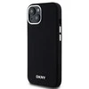 DKNY DKHMP15SSMCHLK Apple iPhone 15 14 13 6.1″ juodos spalvos kietas dėklas Liquid Silicone Small Metal Logo MagSafe