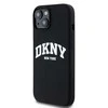 Apple iPhone 13 / 14 / 15 DKNY dėklas Liquid Silicone Baltas Printed Logo MagSafe (DKHMP15SSNYACH) juodos spalvos