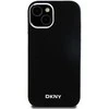 DKNY DKHMP15SSMCHLK Apple iPhone 15 14 13 6.1″ juodos spalvos kietas dėklas Liquid Silicone Small Metal Logo MagSafe