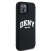 Apple iPhone 13 / 14 / 15 DKNY dėklas Liquid Silicone Baltas Printed Logo MagSafe (DKHMP15SSNYACH) juodos spalvos