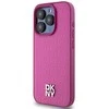 DKNY DKHMP15LPSHRPSP Apple iPhone 15 Pro 6.1 inch rožinės spalvos kietas dėklas Leather Monogram Pattern Metal Logo MagSaf