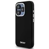 Apple iPhone 15 Pro DKNY dėklas Liquid Silicone Small Metal Logo MagSafe (DKHMP15LSMCHLK) juodos spalvos