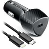 Automobilinis įkroviklis Forcell F-Energy Carbon USB C QC3.0 PD 3A 20W + laidas USB C - Lightning CC50-1C juodas