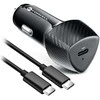 Automobilinis įkroviklis Forcell F-Energy Carbon USB C QC3.0 PD 3A 20W + laidas USB C į USB C CC50-1C juodas