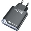 „Forcell F-Energy“ itin plonas GaN III telefono įkroviklis 2 x USB C PD QC4.0 3A 45W B245201(2C) juodas