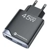Forcell F-Energy Ultra Slim GaN III USB C + USB A PD QC4.0 3A 45W B245202(1A1C) juodas telefono įkroviklis