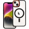 OEM dėklas, skirtas iPhone 14, spalvotas kraštas, suderinamas su MagSafe, juodas-auksinis