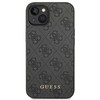 Apple iPhone 14 Guess Dėklas 4G Metal Gold Logo pilkos spalvos