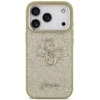 Guess Fixed Glitter Big 4G Metal Frame dėklas skirtas Apple iPhone 17 Pro aukso spalvos