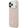 Guess PU Leather Triangle Logo MagSafe dėklas skirtas Apple iPhone 17 Pro Max rožinės spalvos