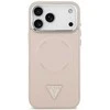 Guess PU Leather Triangle Logo MagSafe dėklas skirtas Apple iPhone 17 Pro Max rožinės spalvos