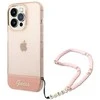 Dėklas Guess GUHCP14LHGCOHP Apple iPhone 14 Pro 6,1″ rožinės spalvos hardcase Translucent Pearl Strap