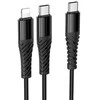 Cable 2in1 USB C to USB C+Lightnig Hoco 1 m X123 juodas