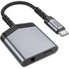 Adapteris AUX 2w1 USB C į USB C / Jack 3,5 mm Hoco 27W LS39 metalinis pilkas