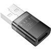 Adapteris USB A to USB C Hoco UA36C transparent juodas