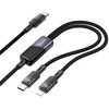 Laidas 2in1 USB-C į USB-C + Lightning Hoco 5A 100W 1,2 m U139 juodas