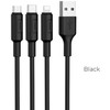 USB kabelis Hoco (X25) 3in1 lightning+micro+type-C juodas 1m