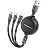 Laidas 3in1 USB A į Lightning / Micro USB / USB C Hoco 2A 1 m X75 juodas