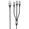 USB kabelis Hoco (X102) 3in1 lightning+microUSB+USB-C juodas 1m