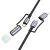 Laidas „viskas viename“ USB C / „Lightning“ į USB C / LED šviesą Hoco PD 3A 60W 1,2 m U138 juodas